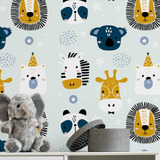 Papel Parede Safari Quarto Infantil Bebe Lavavel Rolo 3 Mts