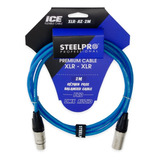Cable Xlr 2m Azul Profesional Macho - Hembra Steelpro