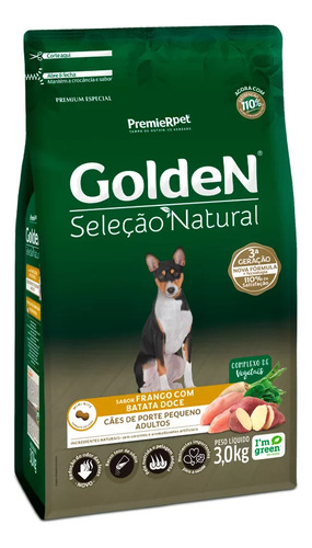 Ração Golden Sel Natural Cão Ad. Peq Frango Batata Doce 3kg