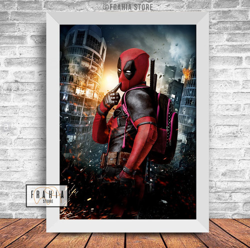 Quadro Decoratico Dead Pool Engraçado 30x21 Com Vidro