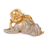 Adorno Buda Ceramica Dourado Glitter Youbai 9cm