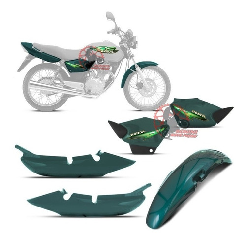 Kit Carenagem Cg Titan 125 Ks 2002 Verde 02 Com Adesivo