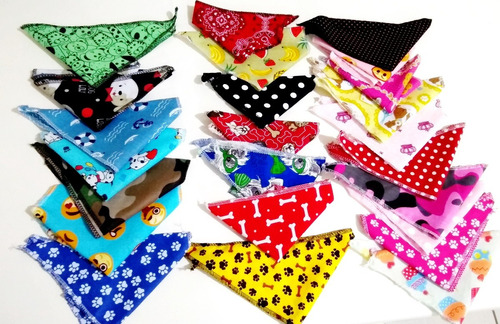 Kit 2 Bandanas 4 Laços Dupla Face  Sortidas Pet Shop, M E G 