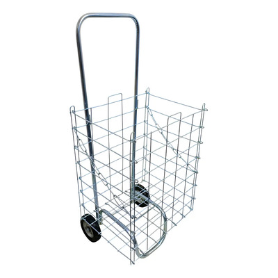 Carro De Mandado De Compras Plegable Alambre Galvanizado Color Plateado