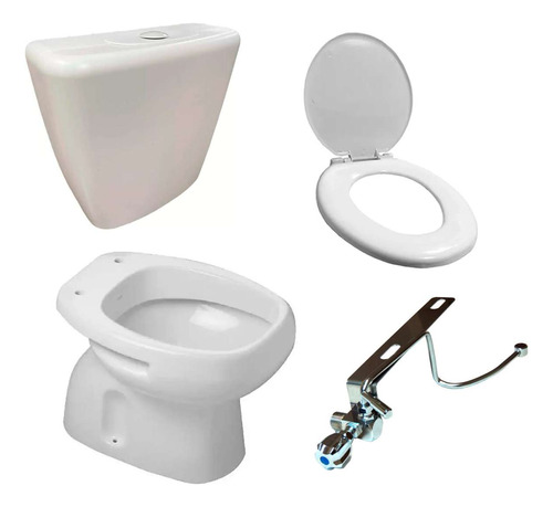 Combo Inodoro Roca Mochila Pvc Asiento Pvc + Bidet Monaco P