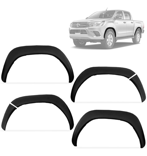 Kit Alargador Paralama Hilux 2016 A 2019 Preto 6 Pçs Dfender