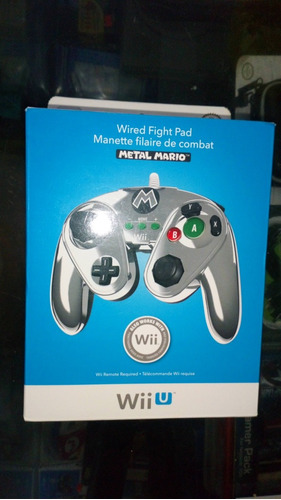 Nintendo Wiiu Control Alambrico Metal Mario Wired Fight Pad