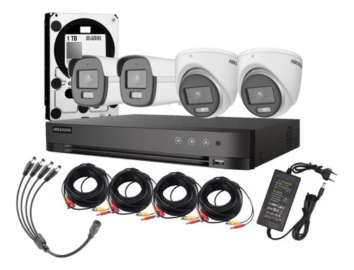 Kit De 4 Camara Hikvision Smart Hybrid 1080p Color/audio Hdd