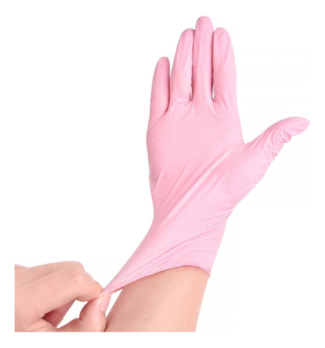 Guantes De Nitrilo Rosado Sin Polvo Caja X 100 Unidades