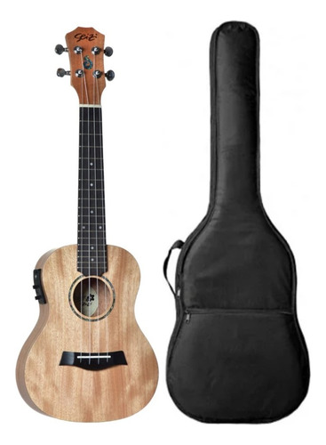 Kit Ukulele Concert Elétrico Seizi Bali Okume Laminado Capa