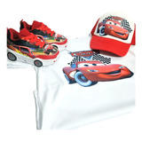 Tenis Luces Leds,gorra Y Playera Combo Rayo Mcqueen Cars