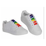 Tenis Blancos Con Colores Bandera Arcoiris Lgbt Orgullo Gay