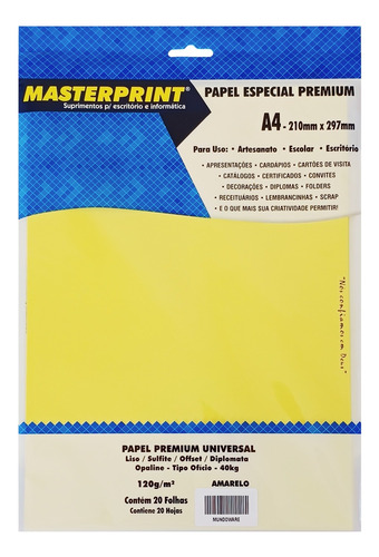 Papel Color Offset Opaline A4 120g Sulfite Liso Masterprint