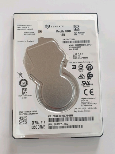 Hd Nb Sata Iii 1000gb 1tb 5400 2.5 Slim Seagate 128mb * Spar