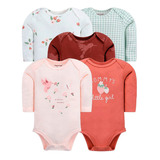 Ropa De Bebe Set 5 Bodys Algodón Niña Manga Larga/maryshopcl