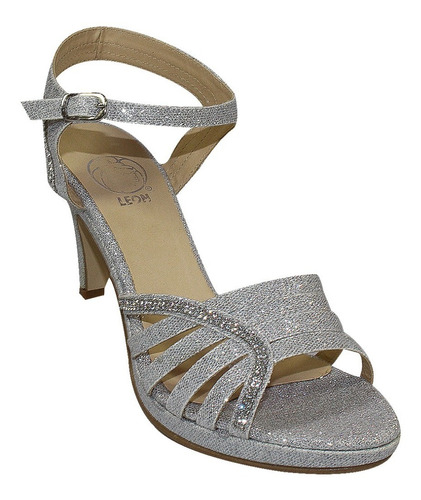 Sandalias De Vestir Leon Plata Mujer Dama Textil 222118