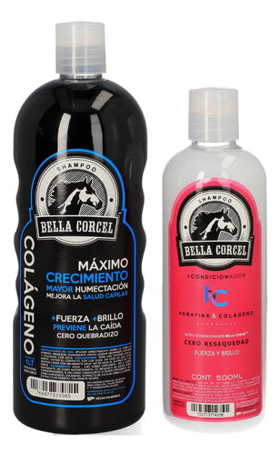  Bella Corcel Kit Shampoo Colageno + Ac Maximo Crecimiento