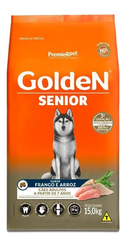 Golden Cães Adultos Senior Frango Arroz 15kg  + Brinde