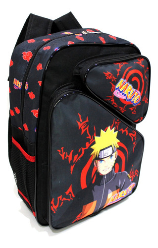 Mochila Escolar Naruto Uzumaki Shippuden Tam G Costas Menino Cor Preto Desenho Do Tecido Naruto Desenho Mangá