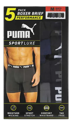 Boxer Puma Hombre 5 Pack Sport Luxe Stretch 100% Original