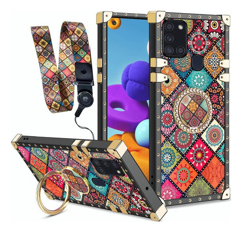 Funda Para Samsung Con Anillo Y Cuerda Carcasa Case Cuadrado