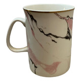 Tazas De Porcelana Color Blanco Con Rosa Mármol 350ml.