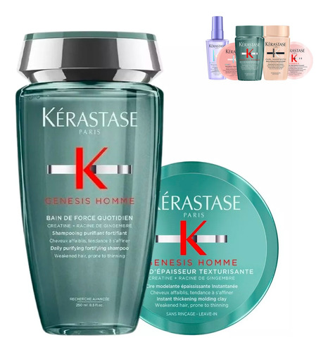 Kit Genesis Homme Kerastase Shampoo Bain 250ml + Cera 57 Ml