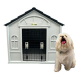 Casa Para Perros Termica Con Puerta Razas Medianas 94x84x82 Color Gris
