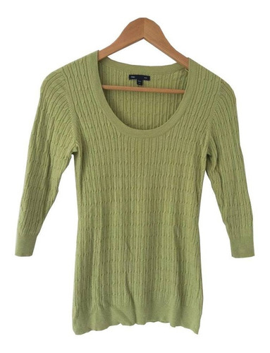 Sweater Pullover De Algodón Verde Entramado Importado Gap