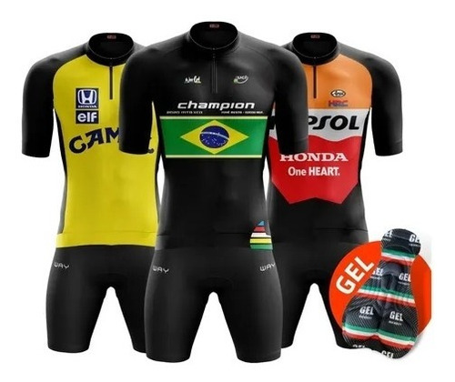 Conjunto De Ciclismo Masculino Camisa + Bermuda Gel Pro