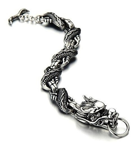  Dragon Bracelet Acero Inoxidable Estilo Retro Hombre 