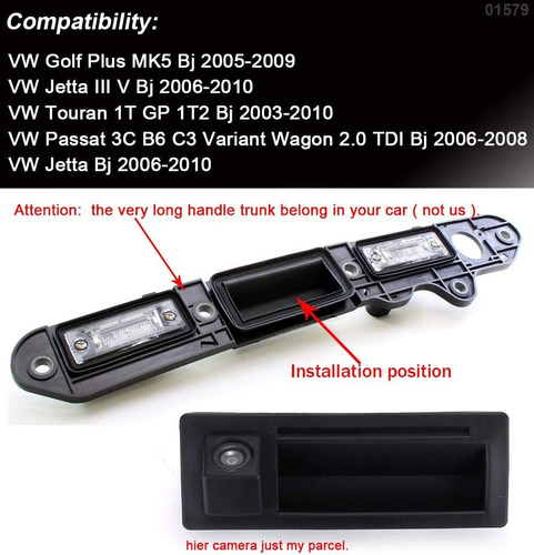 Cámara Trasera De Repuesto Para Vw Golf Plus Mk5 Jetta Iii V