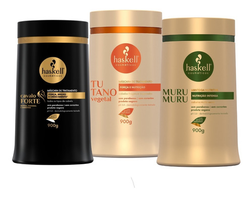 Kit Haskell Máscaras Cavalo Forte Tutano Murumuru 900g