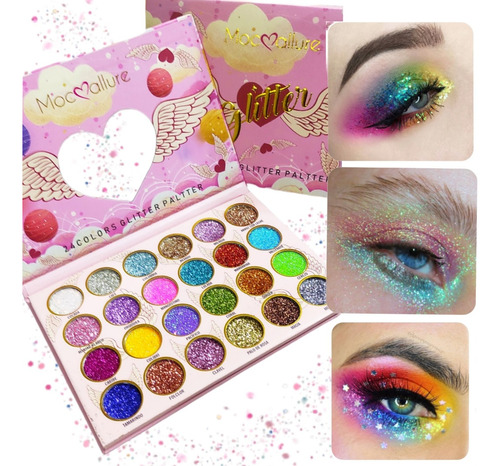 Paletas De Hojuelas/glitter Con Espejo Ojos/cabello/cuerpo