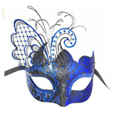 Mascara De Halloween Antifaz Azul - Negro De Mujer - Ubauta