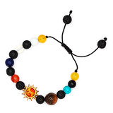 Pulsera Sistema Solar Planetas Cuarzo Tejida Unisex+ Estuche