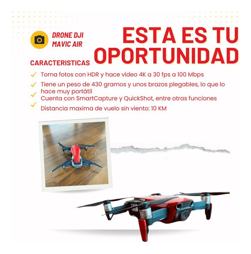 Drone Dji Mavic Air Con Cámara 4k Flame Red 1 Batería