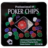 Professional Poker Chips Fichas X100 Con 2 Mazos En Lata