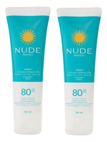 Protector Solar Nude Spf 80 120 Ml Sport 2 Unidades