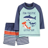 Conjunto Praia Banho Shorts E Camiseta Menino Carter's Fps50