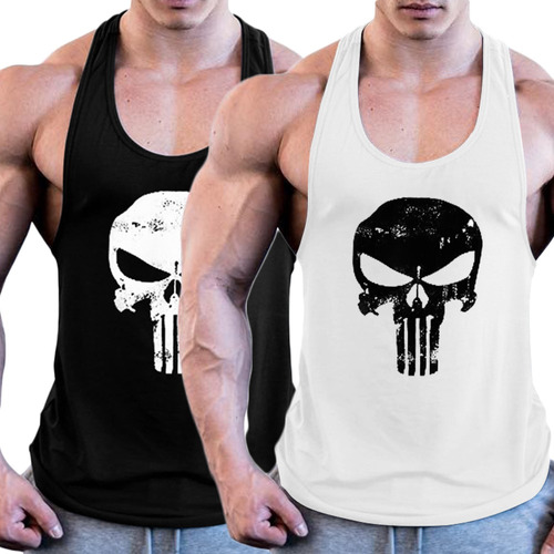 Camiseta Gym Fitness Crossfit Tank Top Hombre Punisher 2pk