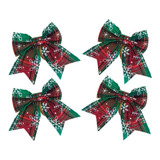 Moño De Navidad Adorno Navideño Set X4 Unidades 13 Cm 