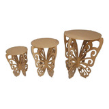 Mesa Borboleta Trio Decoração Provençal Festa Mdf 6mm Cru