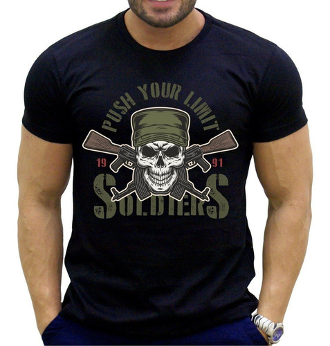 Camiseta Soldado Caveira Clube De Tiro Ak-47 Camisa Militar 