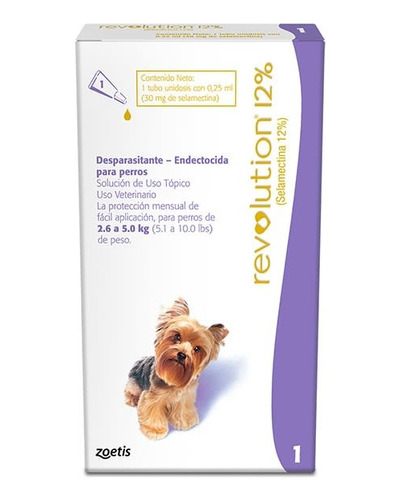 Antiparasitante Para Perros Revolution 12% 2,6 - 5kg