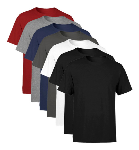 Kit 7 Camisetas Masculina Manga Curta Lisa Algodão Premium