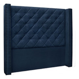 Cabeceira King Size 2,19m Loewe Suede Azul Marinho Gran Belo