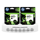 Kit Cartuchos Original Hp 662 Xl Preto Color 3516 3546 4646