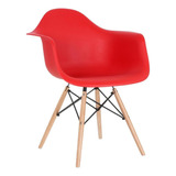 Cadeira Charles Eames Eiffel Wood Daw  Com Braços Cores Cor Da Estrutura Da Cadeira Vermelho