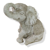 Elefante Bebé Con Manto Sentado Grande Apto Exterior Resina 